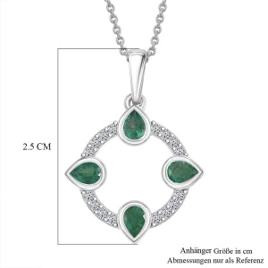 LUXURIANT DIAMOND - AAA Kagem Sambischer Smaragd, Lab Grown Diamant Schmuckset ca. 50 cm 925 Silber Rhodiniert ca. 0,68 ct.