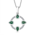 LUXURIANT DIAMOND - AAA Kagem Sambischer Smaragd, Lab Grown Diamant Schmuckset ca. 50 cm 925 Silber Rhodiniert ca. 0,68 ct.