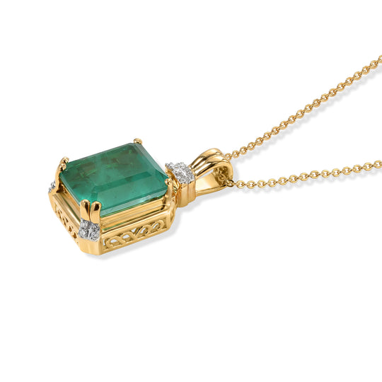 D'Joy Smaragd-Quarz Triplette, Weißer Zirkon Schmuckset ca. 50 cm 925 Silber Gold ca. 6,68 ct.