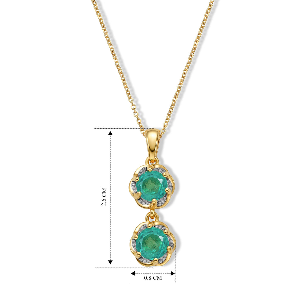 D'Joy Smaragd-Quarz Triplette Schmuckset ca. 50 cm 925 Silber Platiniert, 925 Silber Platiniert und vergoldet ca. 2,00 ct.