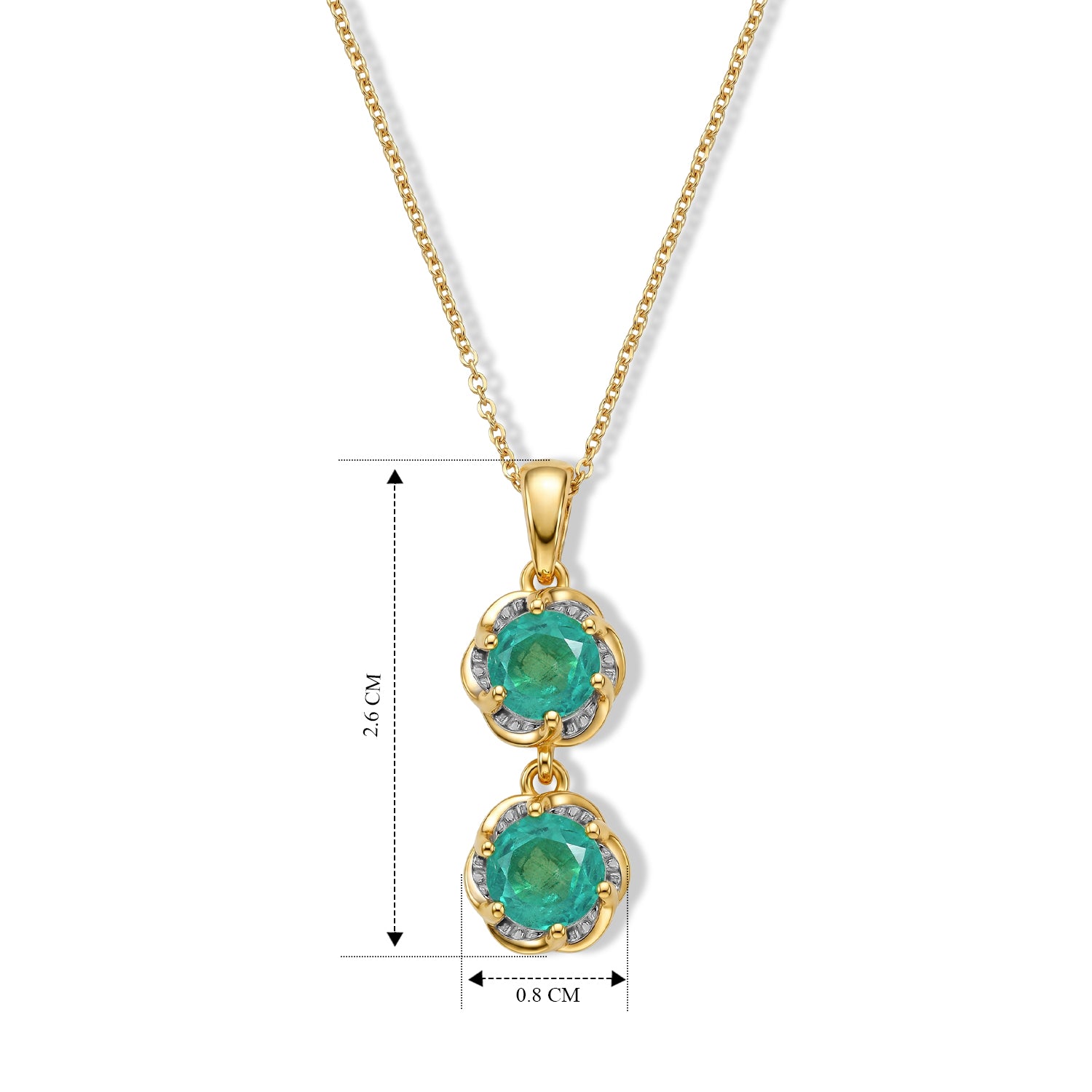 D'Joy Smaragd-Quarz Triplette Schmuckset ca. 50 cm 925 Silber Platiniert, 925 Silber Platiniert und vergoldet ca. 2,00 ct.