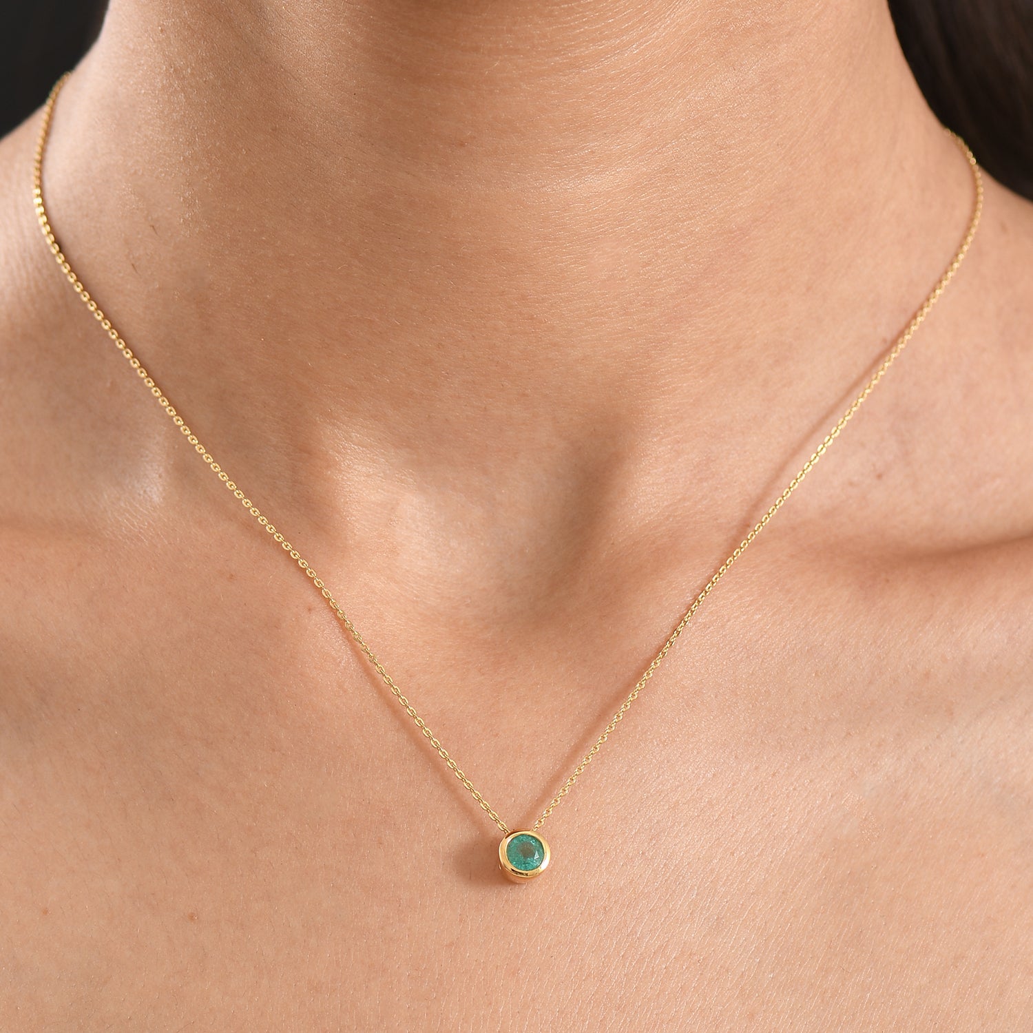 D'Joy AAA Kagem Sambischer Smaragd Schmuckset ca. 50 cm 925 Silber 750 Gelbgold vermeil ca. 0.43 ct