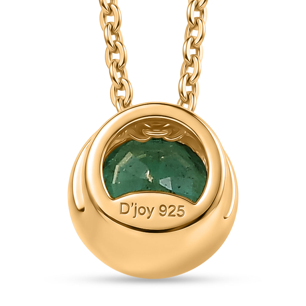 D'Joy AAA Kagem Sambischer Smaragd Schmuckset ca. 50 cm 925 Silber 750 Gelbgold vermeil ca. 0.43 ct