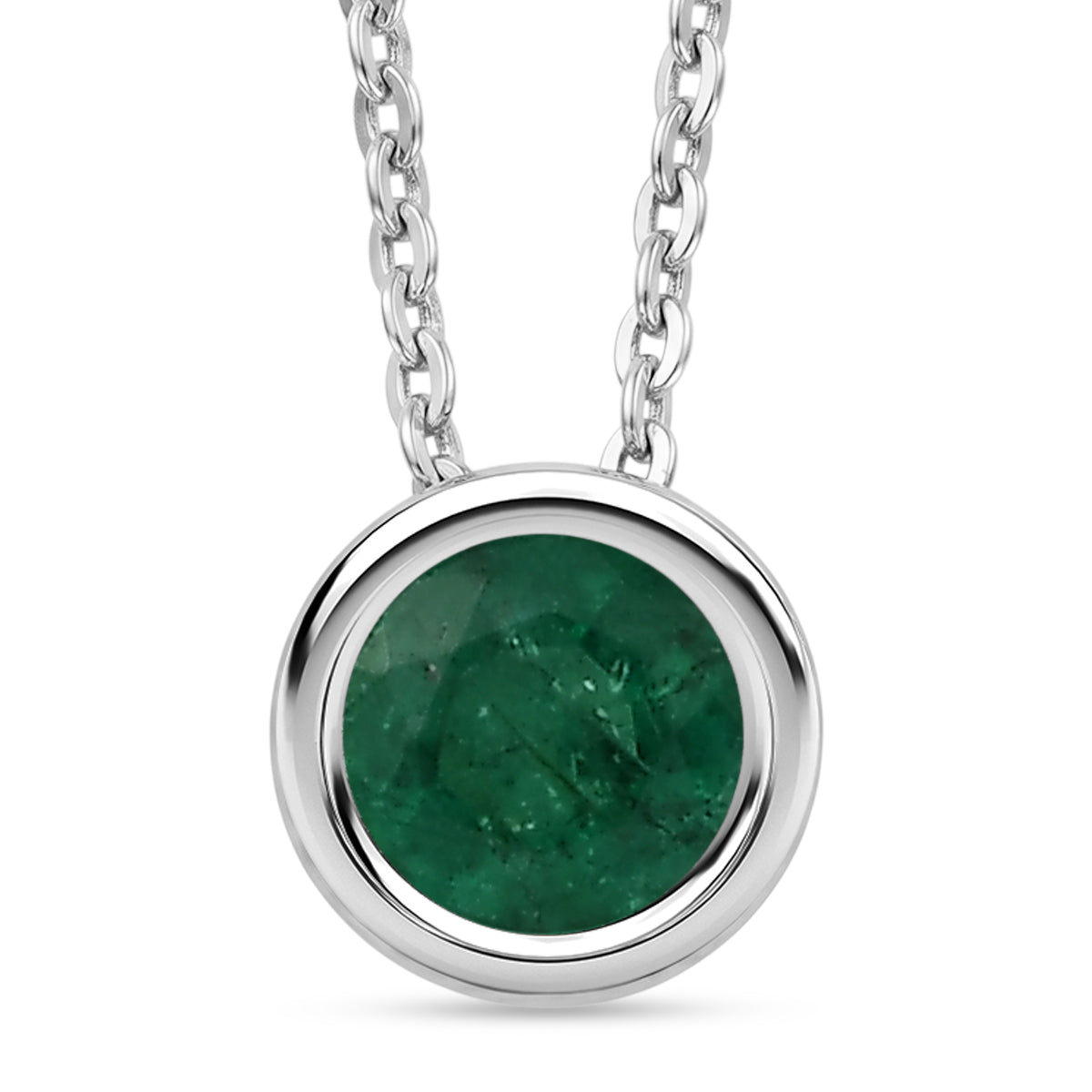 D'Joy AAA Kagem Sambischer Smaragd Schmuckset ca. 50 cm 925 Silber Rhodiniert ca. 0.43 ct
