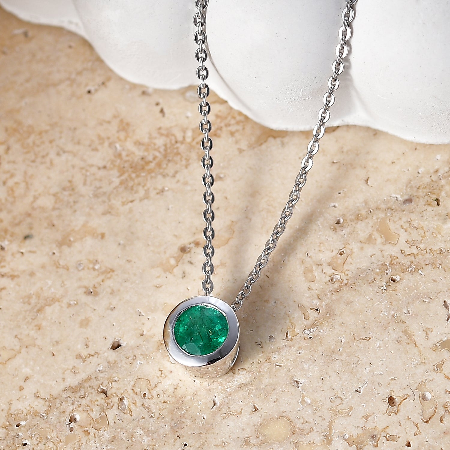 D'Joy AAA Kagem Sambischer Smaragd Schmuckset ca. 50 cm 925 Silber Rhodiniert ca. 0.43 ct