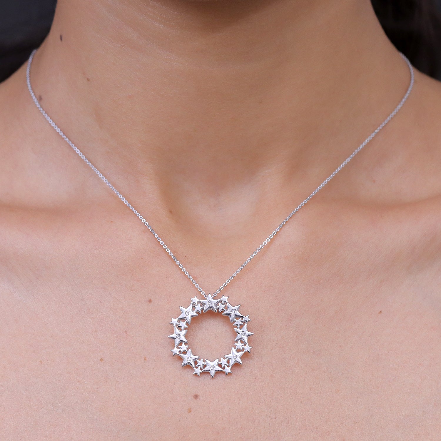 LUXURIANT DIAMOND - Lab Grown Diamant SI-GH Schmuckset ca. 50 cm 925 Silber Rhodiniert ca. 0.06 ct