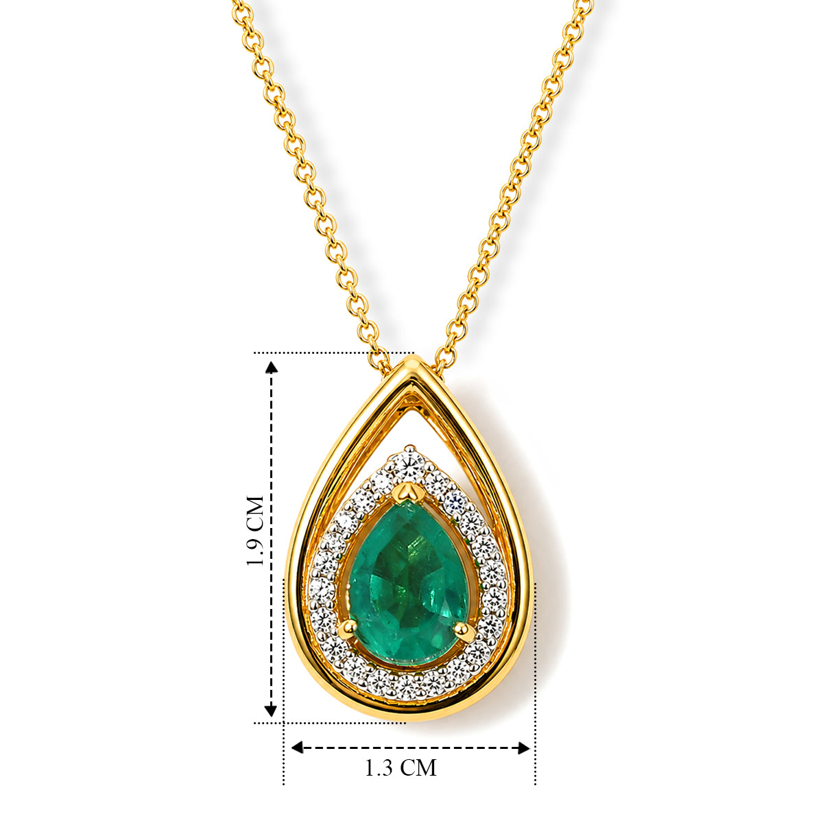 D'Joy Smaragd-Quarz Triplette, Weißer Zirkon Schmuckset ca. 50 cm 925 Silber Gold ca. 1.62 ct