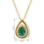 D'Joy Smaragd-Quarz Triplette, Weißer Zirkon Schmuckset ca. 50 cm 925 Silber Gold ca. 1.62 ct