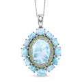 D'Joy Larimar Schmuckset ca. 50 cm 925 Silber Rhodiniert ca. 23,36 ct.