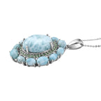 D'Joy Larimar Schmuckset ca. 50 cm 925 Silber Rhodiniert ca. 23,36 ct.