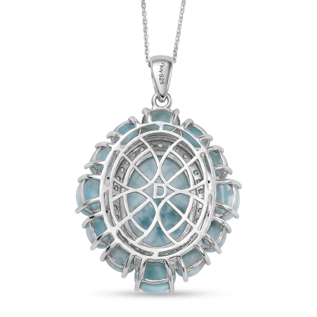 D'Joy Larimar Schmuckset ca. 50 cm 925 Silber Rhodiniert ca. 23,36 ct.