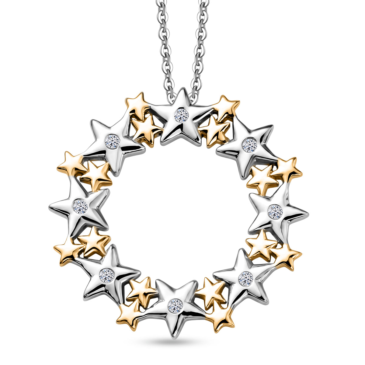 LUXURIANT DIAMOND - Lab Grown Diamant SI-GH Schmuckset ca. 50 cm 925 Silber Rhodiniert, 925 Silber Rhodiniert und 750 Gelbgold Vermeil ca. 0.06 ct