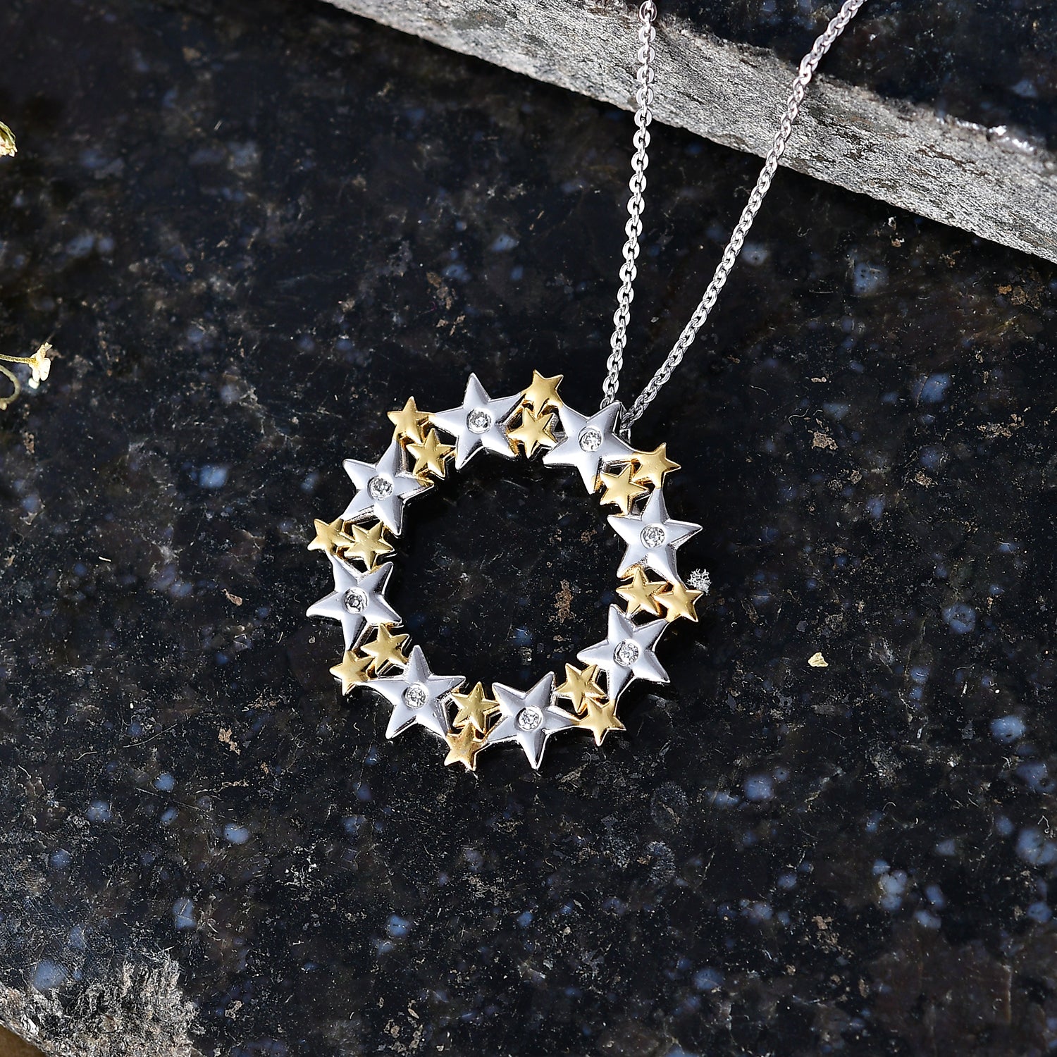 LUXURIANT DIAMOND - Lab Grown Diamant SI-GH Schmuckset ca. 50 cm 925 Silber Rhodiniert, 925 Silber Rhodiniert und 750 Gelbgold Vermeil ca. 0.06 ct