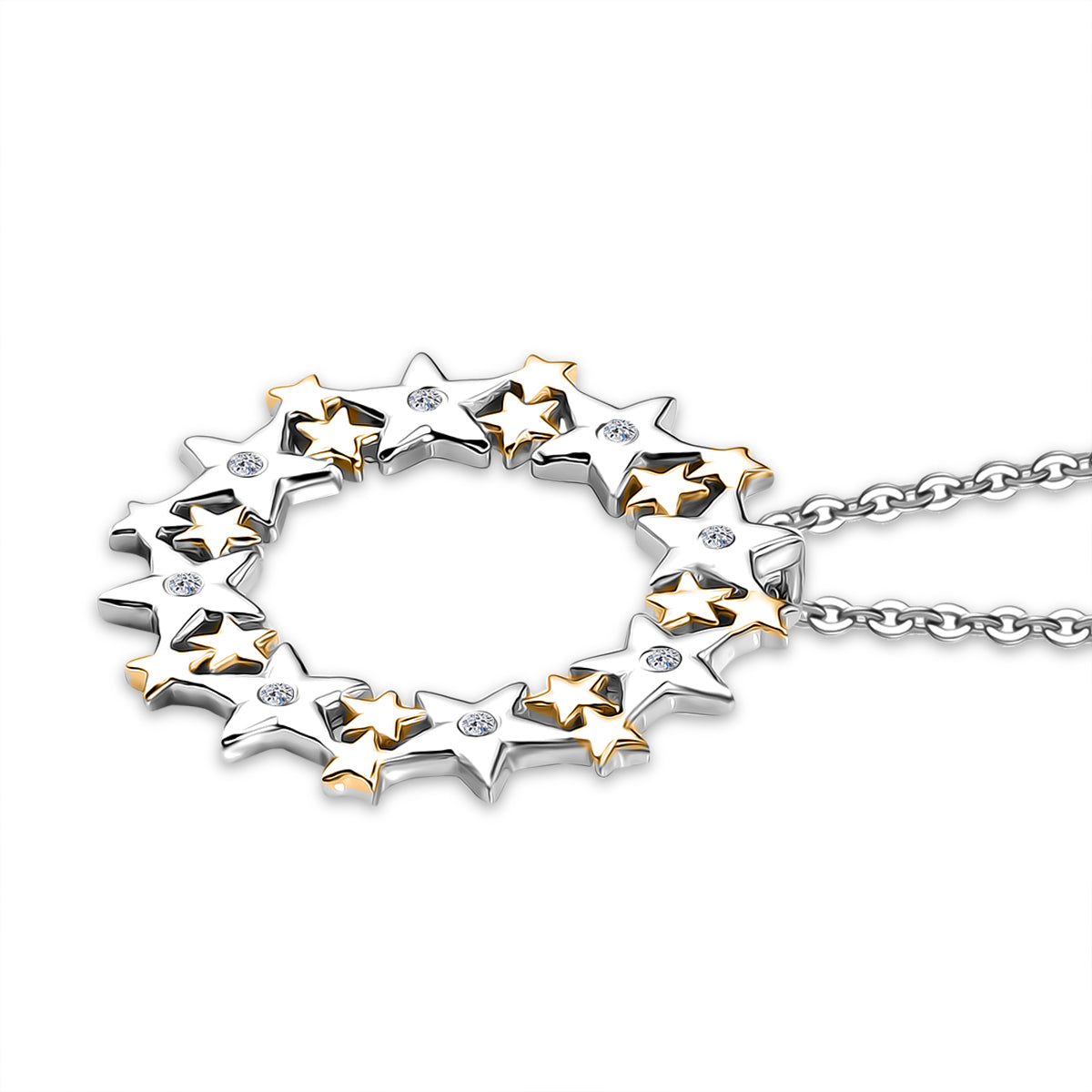 LUXURIANT DIAMOND - Lab Grown Diamant SI-GH Schmuckset ca. 50 cm 925 Silber Rhodiniert, 925 Silber Rhodiniert und 750 Gelbgold Vermeil ca. 0.06 ct
