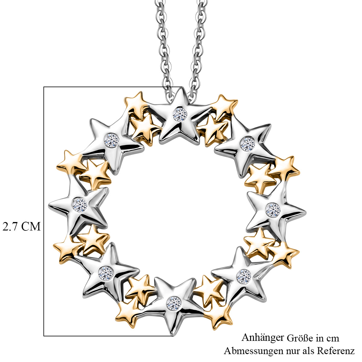 LUXURIANT DIAMOND - Lab Grown Diamant SI-GH Schmuckset ca. 50 cm 925 Silber Rhodiniert, 925 Silber Rhodiniert und 750 Gelbgold Vermeil ca. 0.06 ct