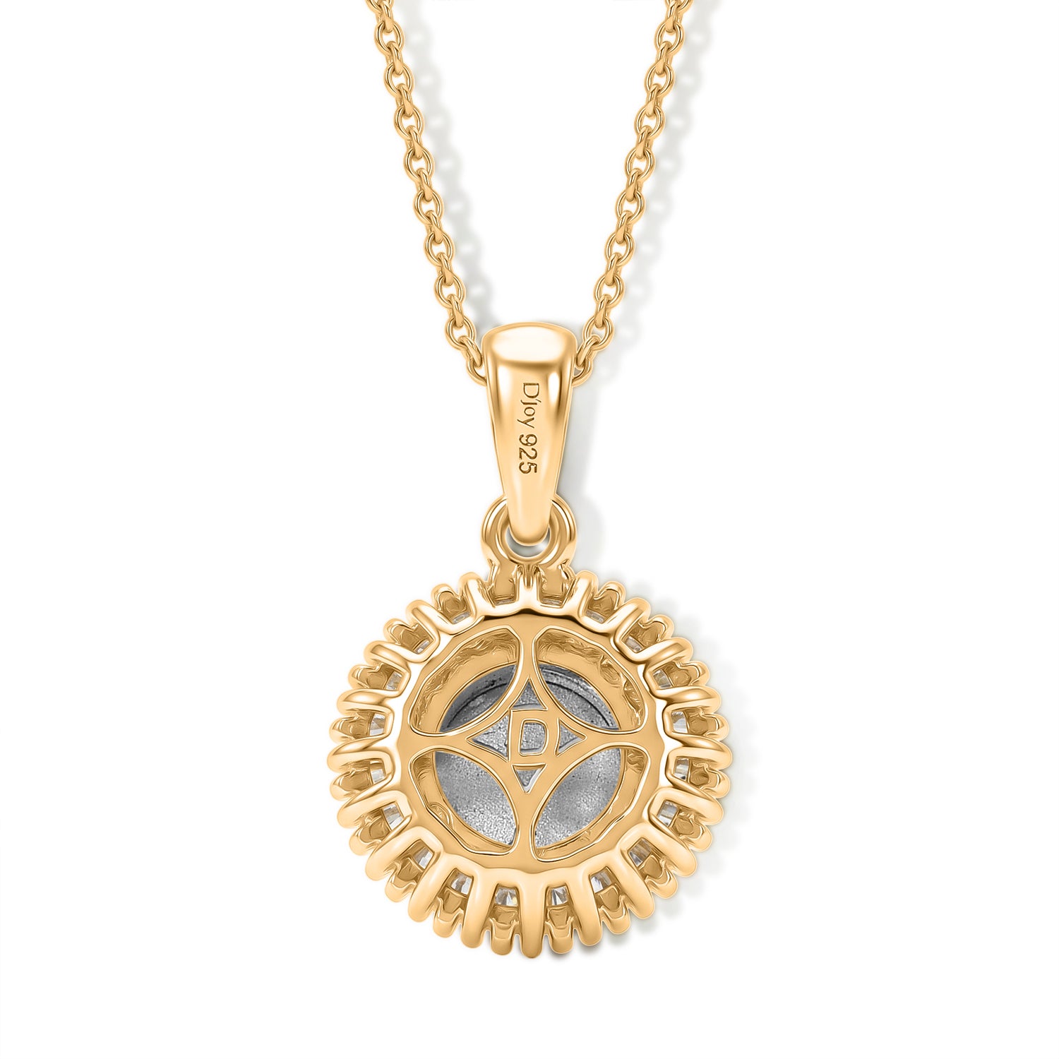 D'Joy Flamingo Mondstein, Weißer Diamant Anhänger mit Kette, ca. 50 cm 925 Silber 750 Gelbgold vermeil ca. 2.34 ct