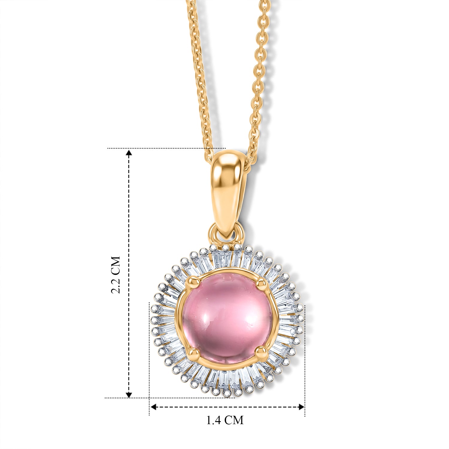 D'Joy Flamingo Mondstein, Weißer Diamant Anhänger mit Kette, ca. 50 cm 925 Silber 750 Gelbgold vermeil ca. 2.34 ct