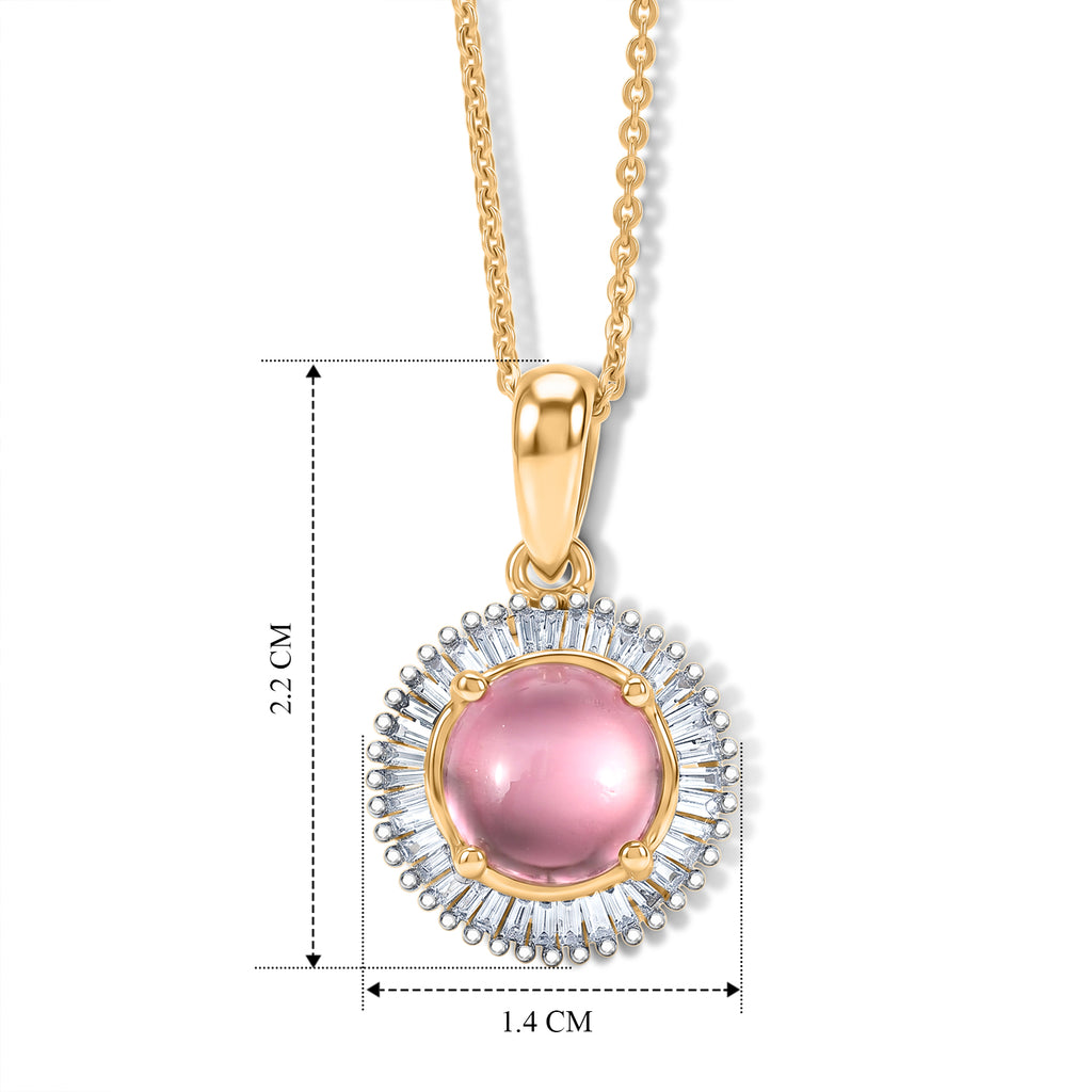 D'Joy Flamingo Mondstein, Weißer Diamant Anhänger mit Kette, ca. 50 cm 925 Silber 750 Gelbgold vermeil ca. 2.34 ct