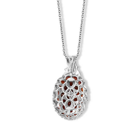 EverTrue roter Granat und Zirkon Cluster Anhänger mit 50cm Edelstahl-Kette, Bronze mit Platin-E-Beschichtung - 6,63 ct.
