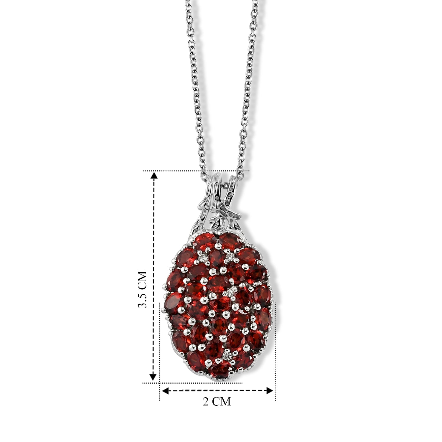 EVER TRUE Roter Granat, Weißer Zirkon Schmuckset ca. 50 cm ca. 6.63 ct
