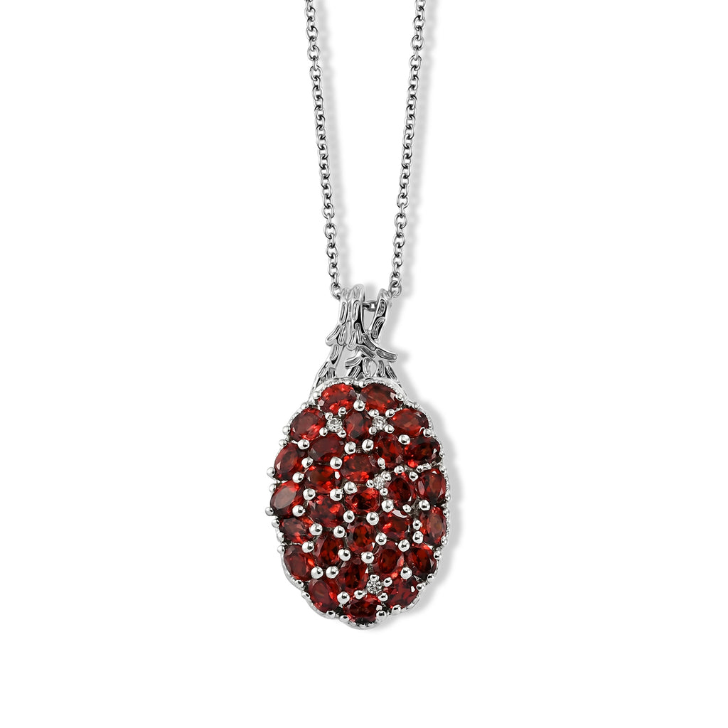 EVER TRUE Roter Granat, Weißer Zirkon Schmuckset ca. 50 cm ca. 6.63 ct