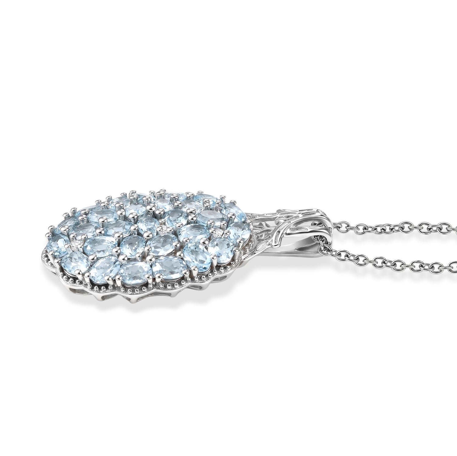 EVER TRUE Himmelblauer Topas, Weißer Zirkon Schmuckset ca. 50 cm ca. 5.79 ct