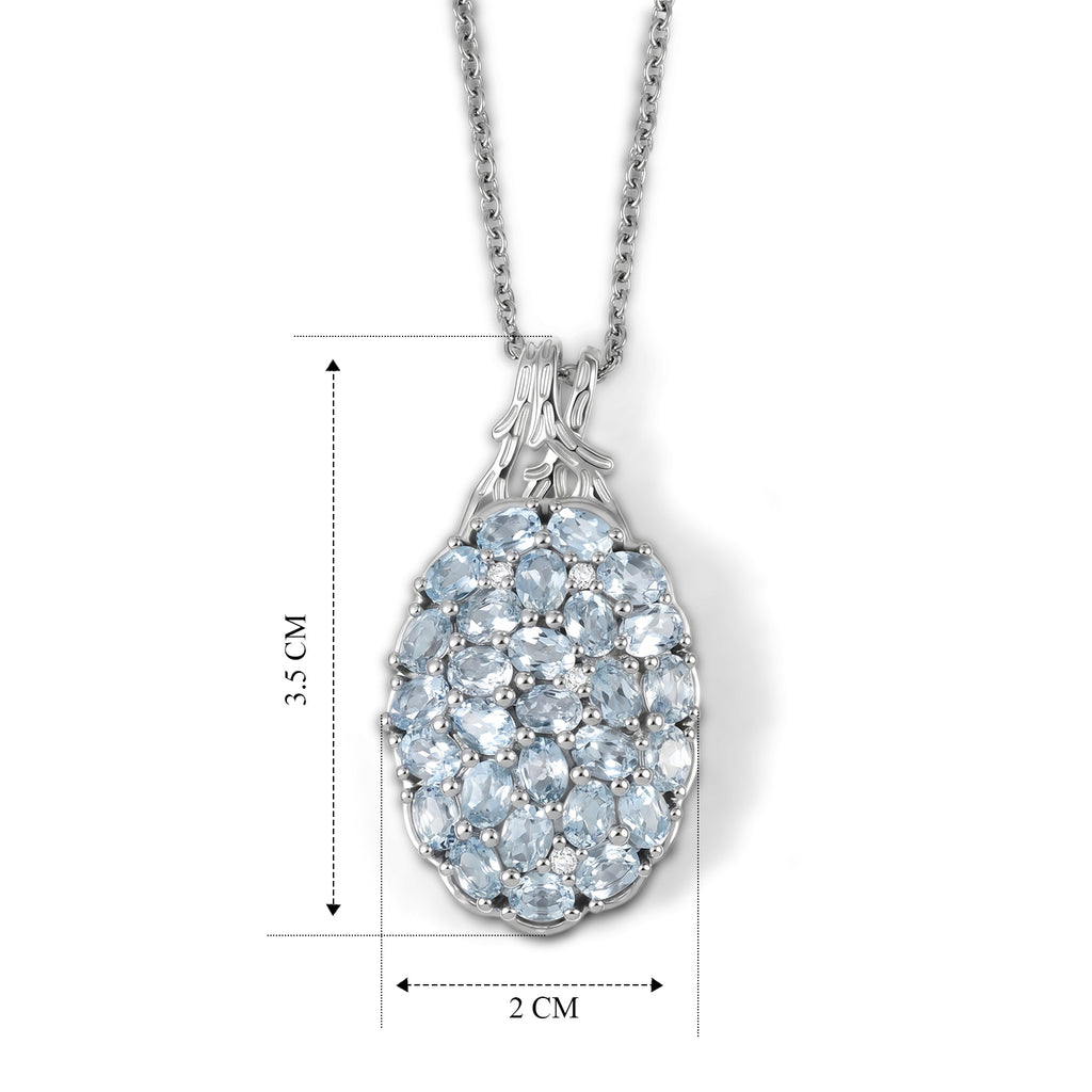 EVER TRUE Himmelblauer Topas, Weißer Zirkon Schmuckset ca. 50 cm ca. 5.79 ct