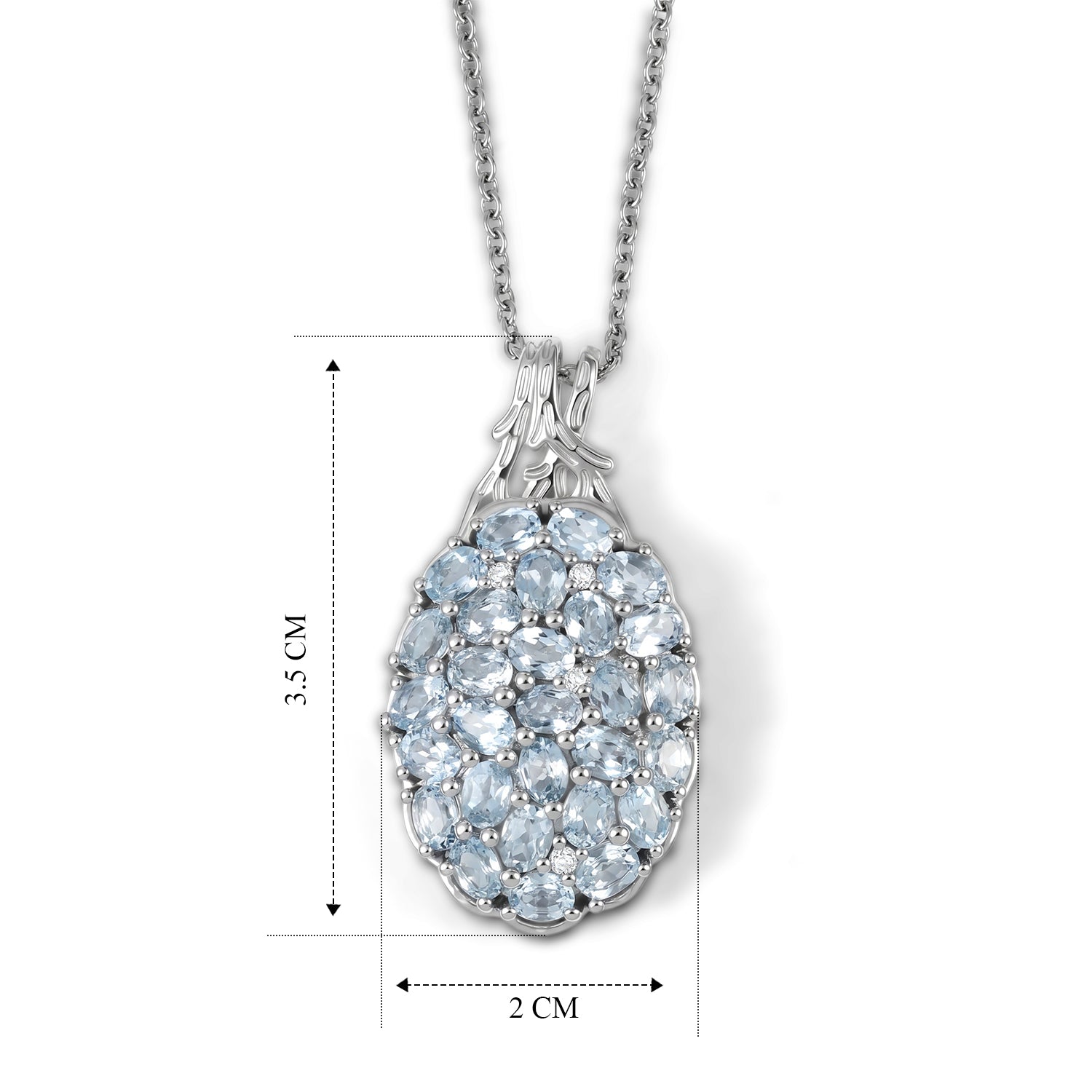 EVER TRUE Himmelblauer Topas, Weißer Zirkon Schmuckset ca. 50 cm ca. 5.79 ct