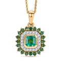 D'Joy AAA Kagem Sambischer Smaragd Schmuckset ca. 50 cm 925 Silber 750 Gelbgold vermeil (10-15 Werktage Lieferzeit) ca. 1.29 ct
