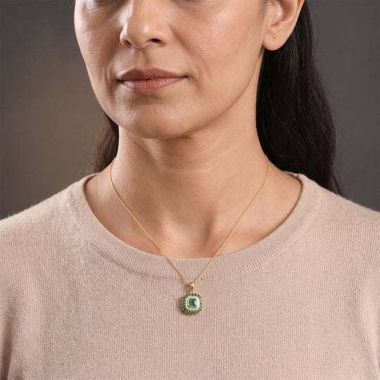 D'Joy AAA Kagem Sambischer Smaragd Schmuckset ca. 50 cm 925 Silber 750 Gelbgold vermeil (10-15 Werktage Lieferzeit) ca. 1.29 ct