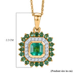 D'Joy AAA Kagem Sambischer Smaragd Schmuckset ca. 50 cm 925 Silber 750 Gelbgold vermeil (10-15 Werktage Lieferzeit) ca. 1.29 ct