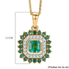 D'Joy AAA Kagem Sambischer Smaragd Schmuckset ca. 50 cm 925 Silber 750 Gelbgold vermeil (10-15 Werktage Lieferzeit) ca. 1.29 ct