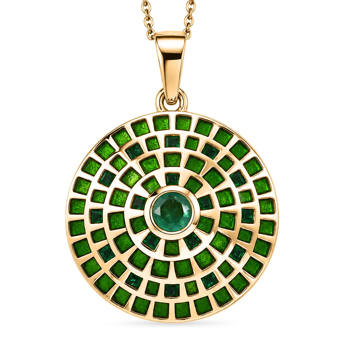 D'Joy AA Kagem Sambischer Smaragd Schmuckset ca. 45 cm 925 Silber 750 Gelbgold vermeil (10-15 Werktage Lieferzeit) ca. 1.12 ct