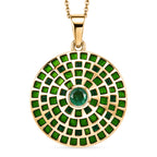 D'Joy AA Kagem Sambischer Smaragd Schmuckset ca. 45 cm 925 Silber 750 Gelbgold vermeil (10-15 Werktage Lieferzeit) ca. 1.12 ct