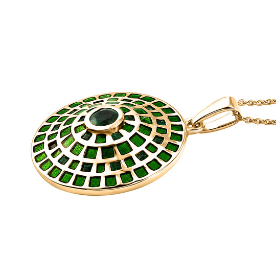 D'Joy AA Kagem Sambischer Smaragd Schmuckset ca. 45 cm 925 Silber 750 Gelbgold vermeil (10-15 Werktage Lieferzeit) ca. 1.12 ct