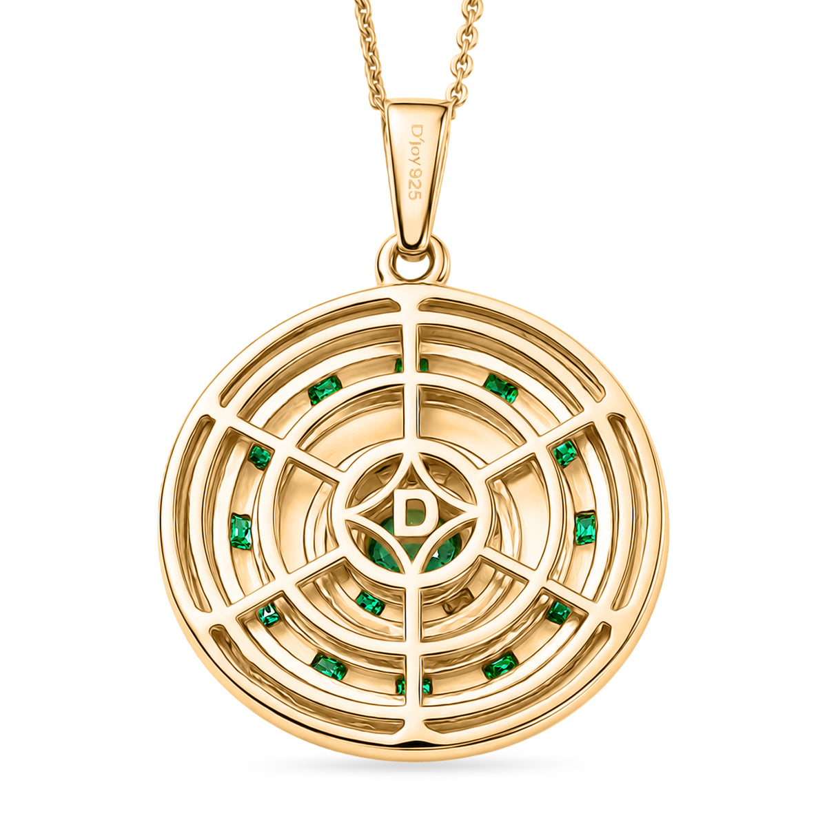 D'Joy AA Kagem Sambischer Smaragd Schmuckset ca. 45 cm 925 Silber 750 Gelbgold vermeil (10-15 Werktage Lieferzeit) ca. 1.12 ct