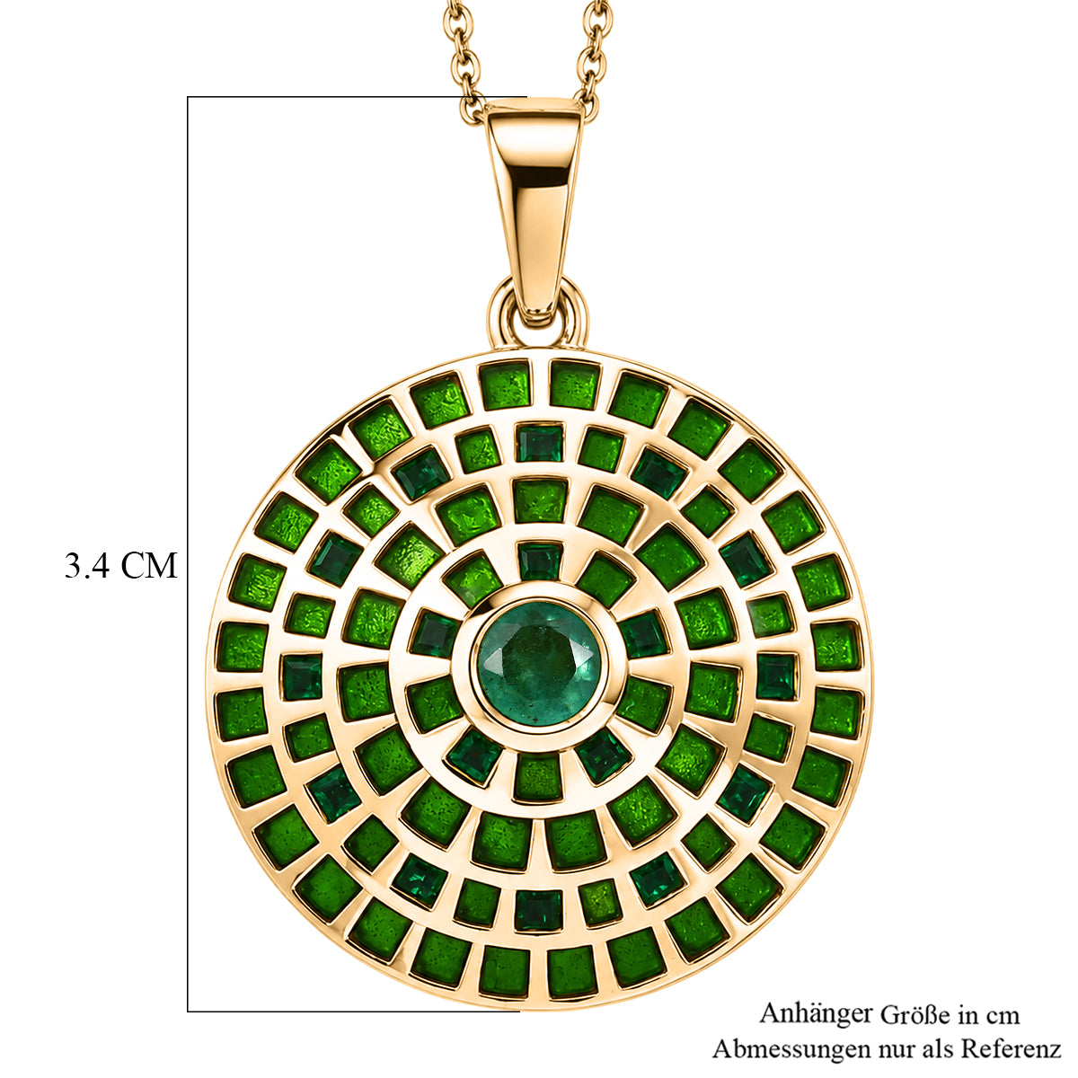 D'Joy AA Kagem Sambischer Smaragd Schmuckset ca. 45 cm 925 Silber 750 Gelbgold vermeil (10-15 Werktage Lieferzeit) ca. 1.12 ct