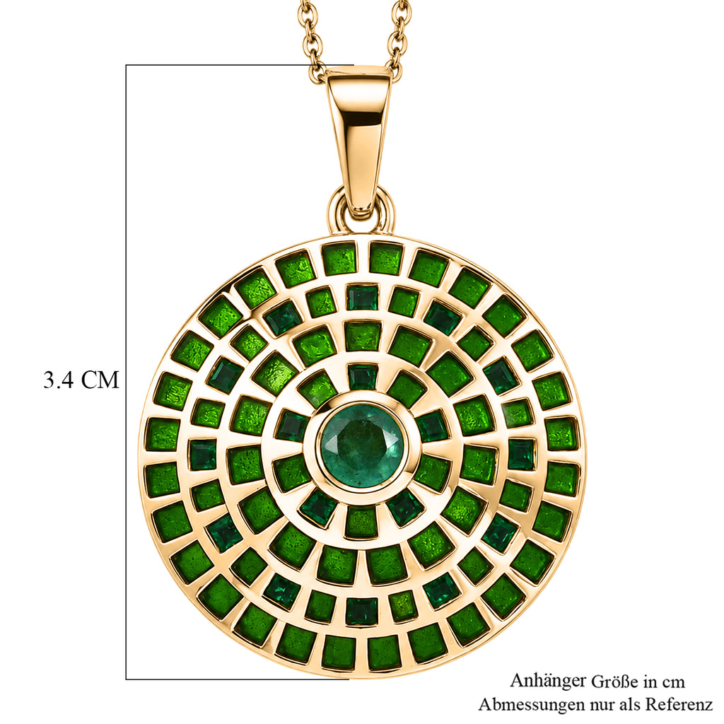 D'Joy AA Kagem Sambischer Smaragd Schmuckset ca. 45 cm 925 Silber 750 Gelbgold vermeil (10-15 Werktage Lieferzeit) ca. 1.12 ct