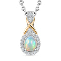 D'Joy AA Natürlicher, äthiopischer Welo Opal, Weißer Zirkon Schmuckset ca. 50 cm 925 Silber Platiniert und vergoldet und Edelstahl Platiniert ca. 0,39 ct.