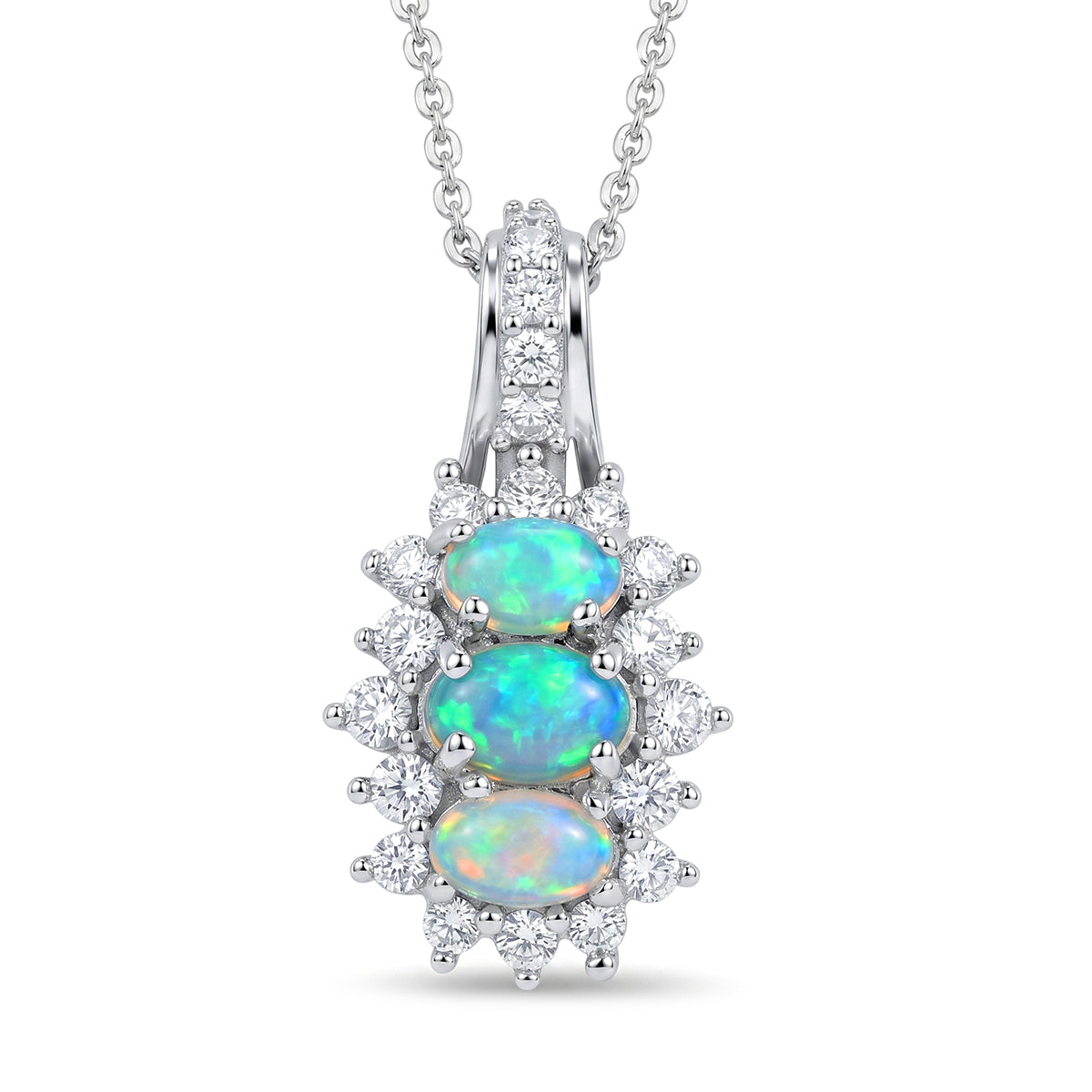 D'Joy AA Natürlicher, äthiopischer Welo Opal Anhänger mit Kette, ca. 50 cm 925 Silber Rhodiniert ca. 1.49 ct