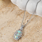 D'Joy AA Natürlicher, äthiopischer Welo Opal Anhänger mit Kette, ca. 50 cm 925 Silber Rhodiniert ca. 1.49 ct