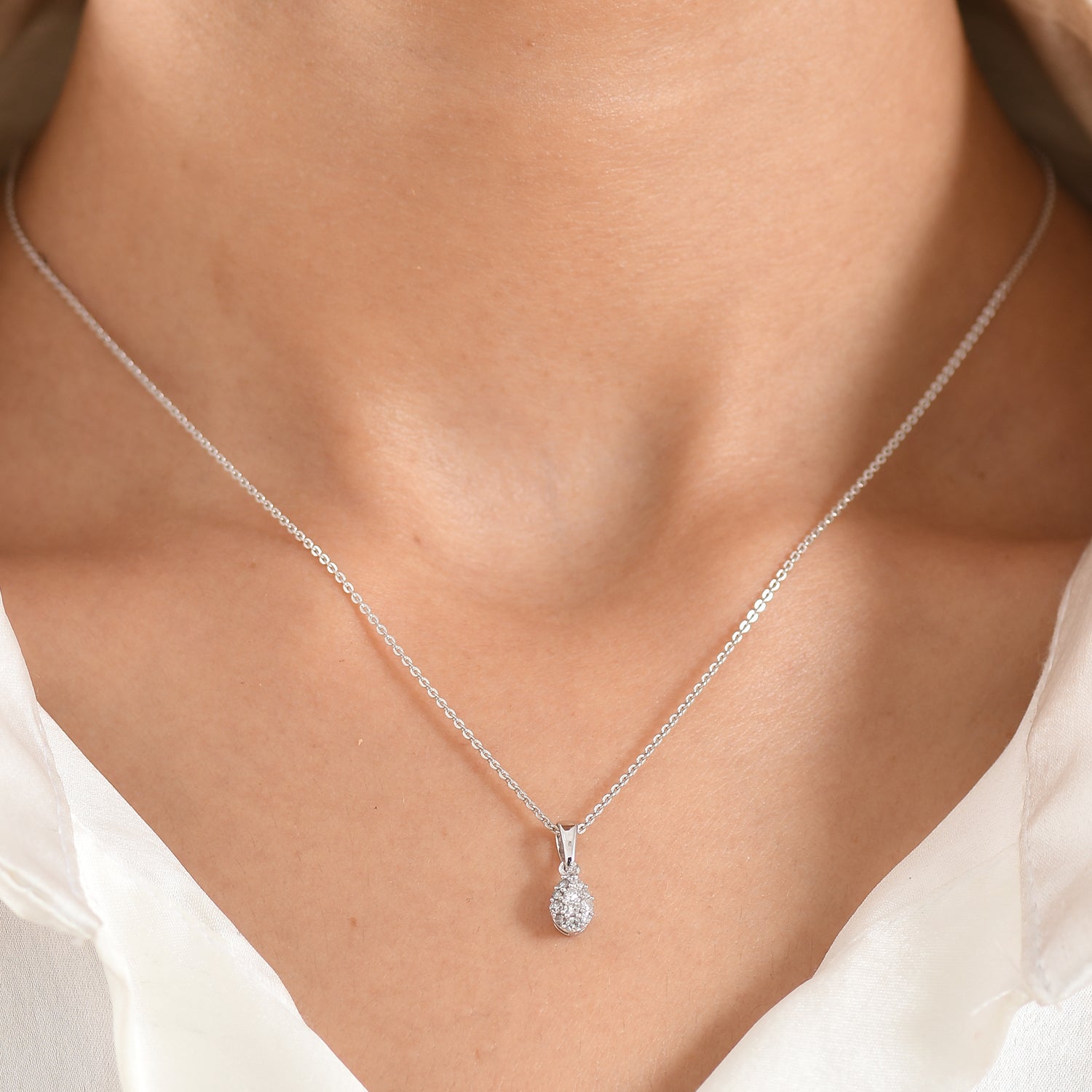 LUXURIANT DIAMOND - Lab Grown Diamant SI-GH Schmuckset ca. 50 cm 925 Silber Rhodiniert ca. 0.15 ct