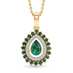 D'Joy AAA Kagem Sambischer Smaragd Schmuckset ca. 50 cm 925 Silber 750 Gelbgold vermeil ca. 1.12 ct