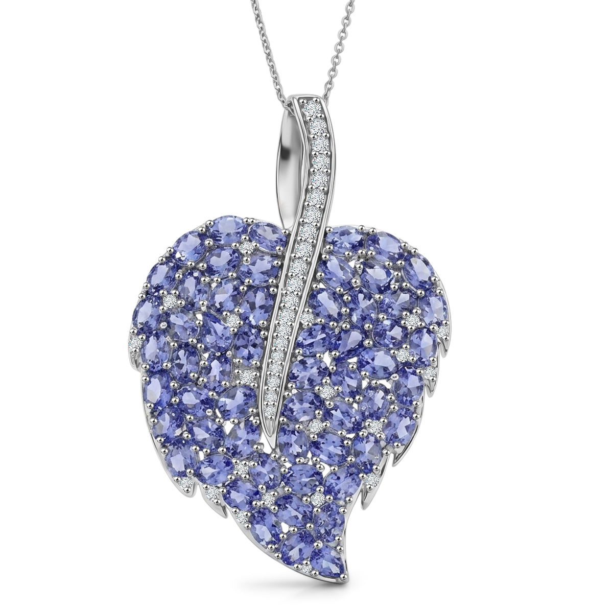 D'Joy Tansanit, Weißer Zirkon Schmuckset ca. 50 cm 925 Silber Rhodiniert ca. 10,68 ct.