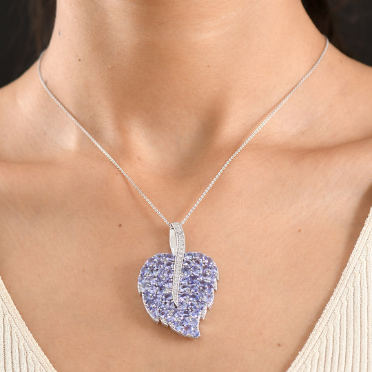 D'Joy Tansanit, Weißer Zirkon Schmuckset ca. 50 cm 925 Silber Rhodiniert ca. 10,68 ct.