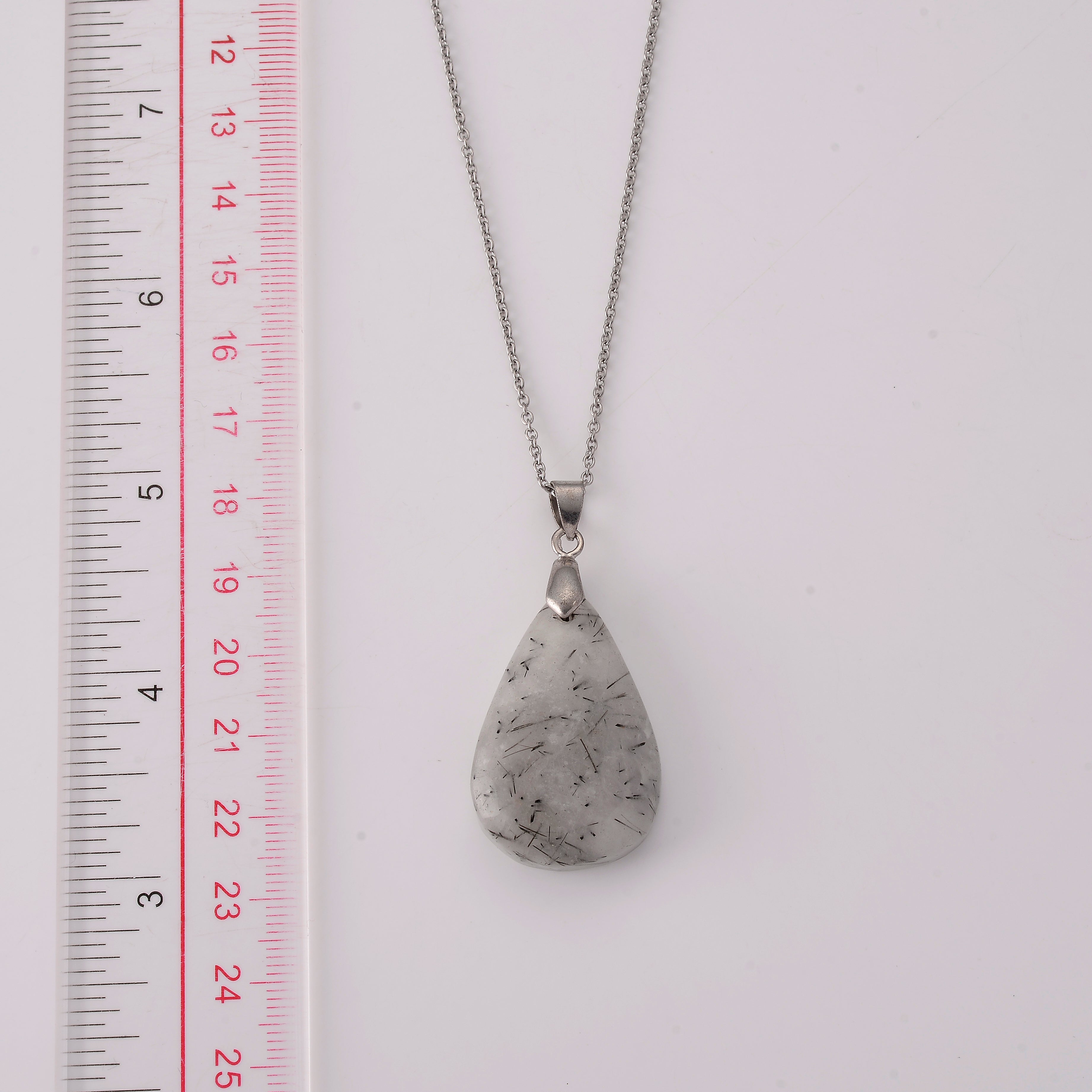 Schwarzer Rutilquarz Schmuckset ca. 50 cm ca. 75,00 ct.