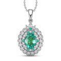 D'Joy AA Kagem Sambischer Smaragd, Moissanit Schmuckset ca. 45 cm 925 Silber Rhodiniert ca. 1,85 ct.