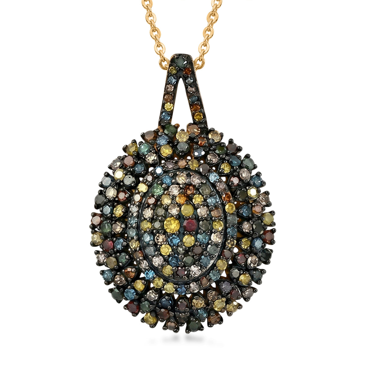D'Joy Multi-Diamant Schmuckset ca. 50 cm 925 Silber 750 Gelbgold vermeil ca. 1.00 ct
