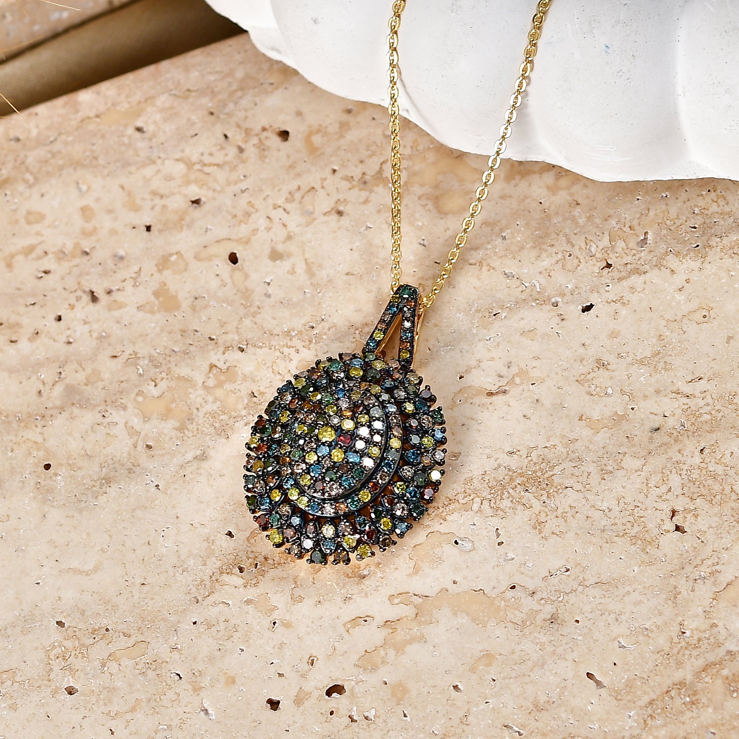 D'Joy Multi-Diamant Schmuckset ca. 50 cm 925 Silber 750 Gelbgold vermeil ca. 1.00 ct