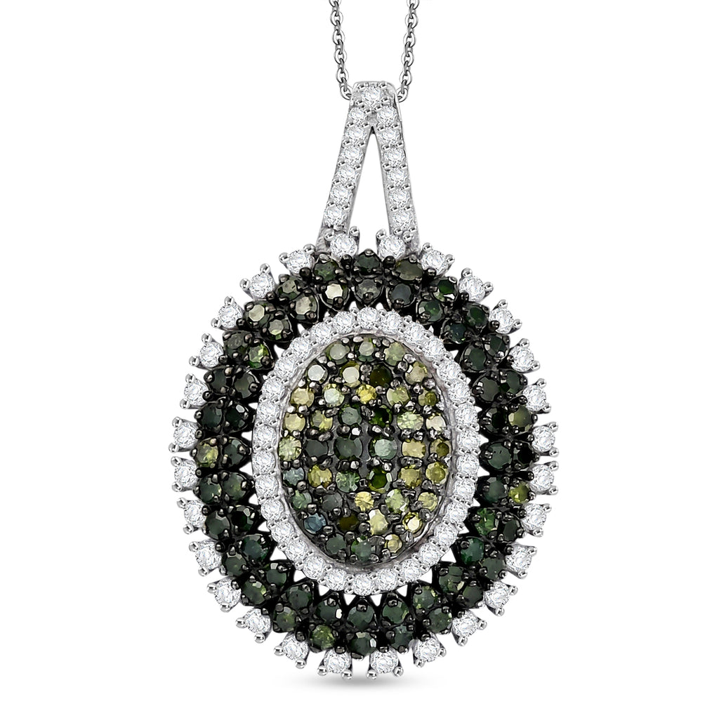 D'Joy Grüner Diamant, Weißer Diamant Schmuckset ca. 50 cm 925 Silber Rhodiniert ca. 1.00 ct